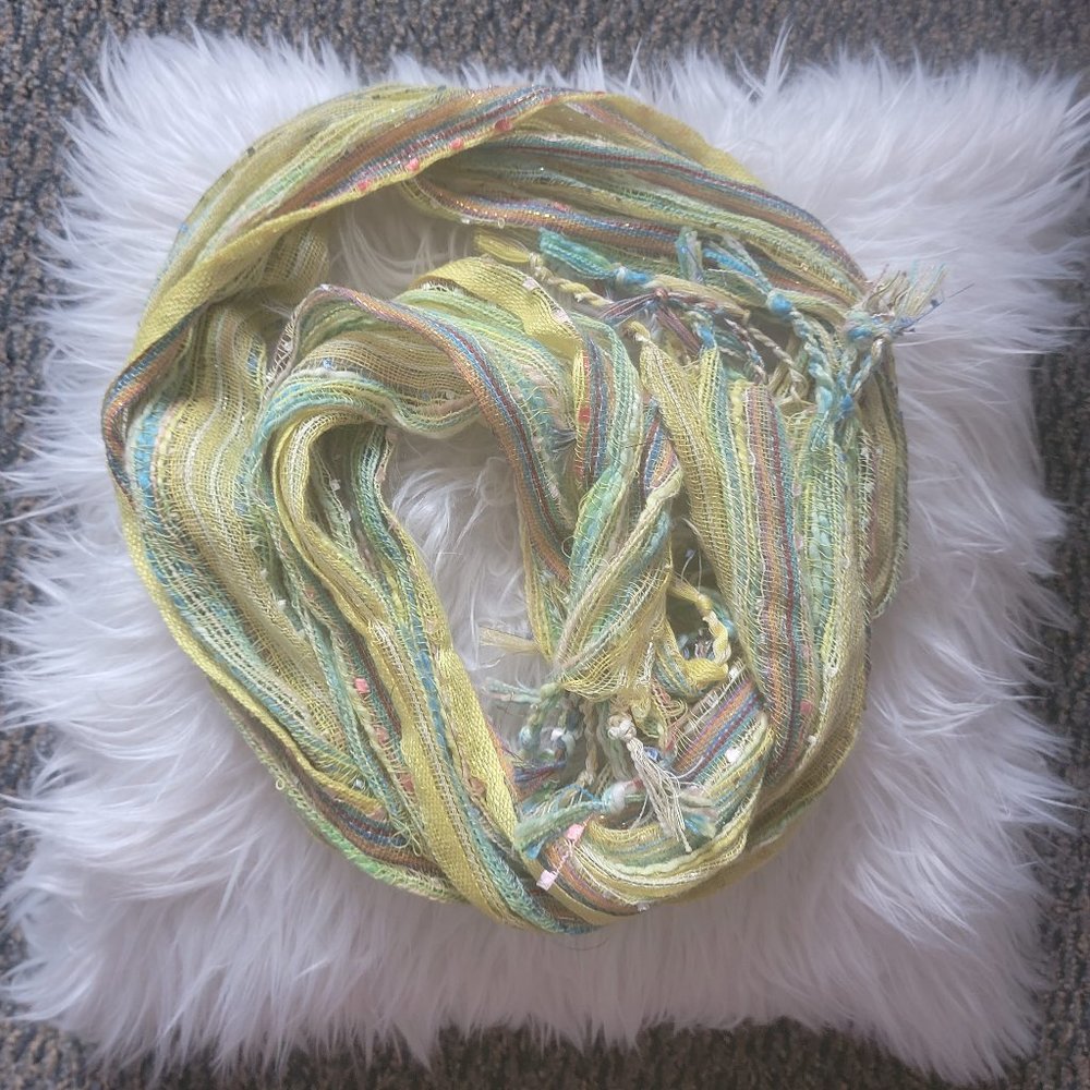 Lightweight Chartreuse Yellow Metallic Scarf